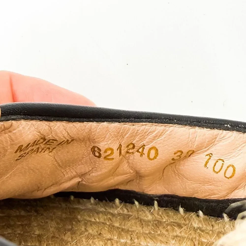 Gucci GG Espadrille Wedge Sandal EU 38 US 8 Monogram Canvas Ankle Wrap